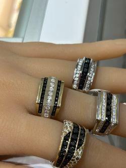 10KT Gold Mens Black Natural Diamond Rings