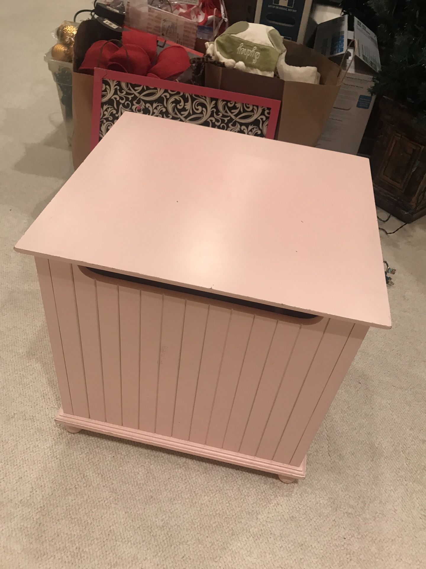 Pink storage bin