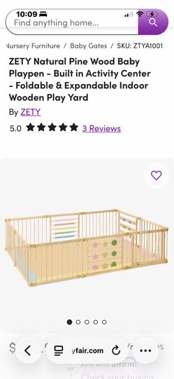 ZETY Natural Pine Wood Baby Playpen