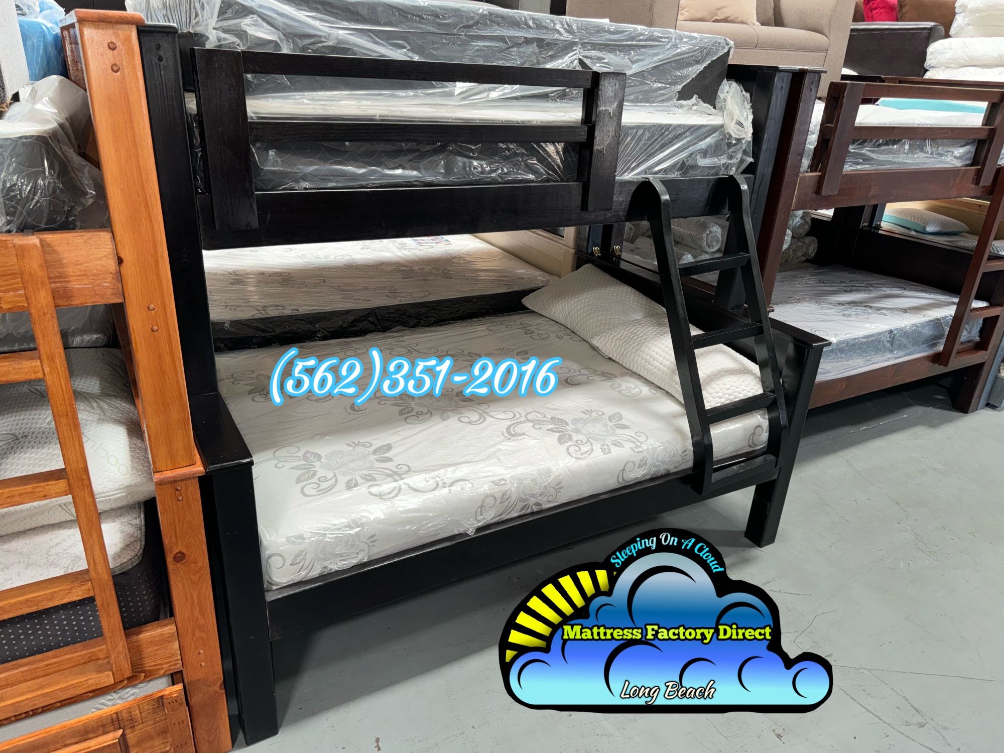 Twin Full Black Bunk Bed With Mattresses Colchones Nuevos 