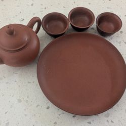 Chinese tea set with a tray and 3 cups