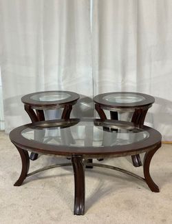 Glass Top Coffee Table Set (3)