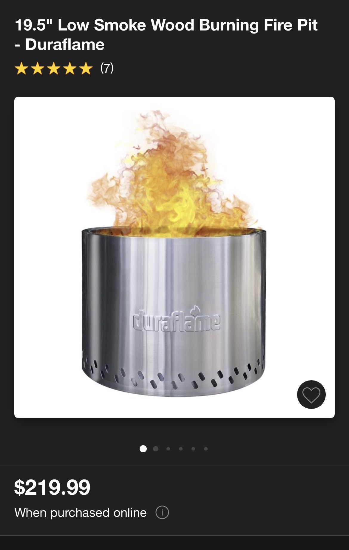 New In Box! Duraflame 19” Stainless Steel Fire Pit