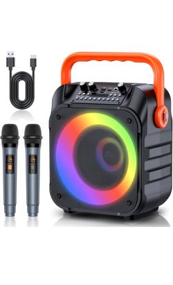 Karaoke Machine with 2 Wireless Microphones,Portable Karaoke Machine for Adults & Kids,Karaoke Microphone with PA System,Karaoke Speaker Supports for 