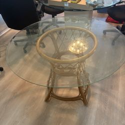 Wicker Glass Table 