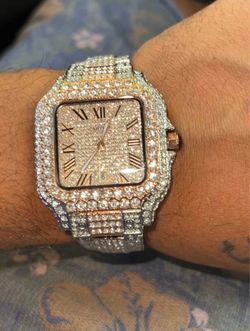 Cartier Santos Iced Out Diamond Watch