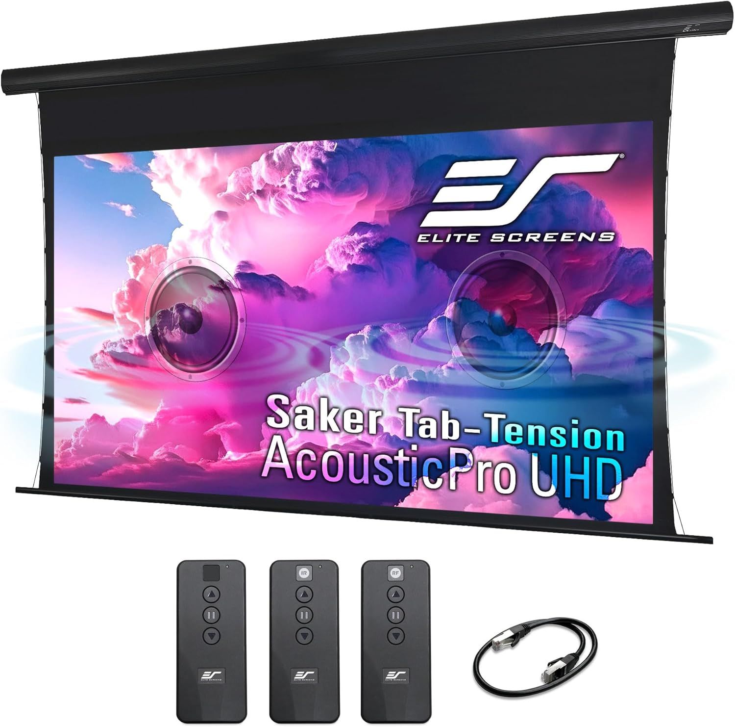 Elite Screens Saker Tab-Tension AcousticProUHD RC1 Kit, Acoustically Sound Transparent Projector Screen