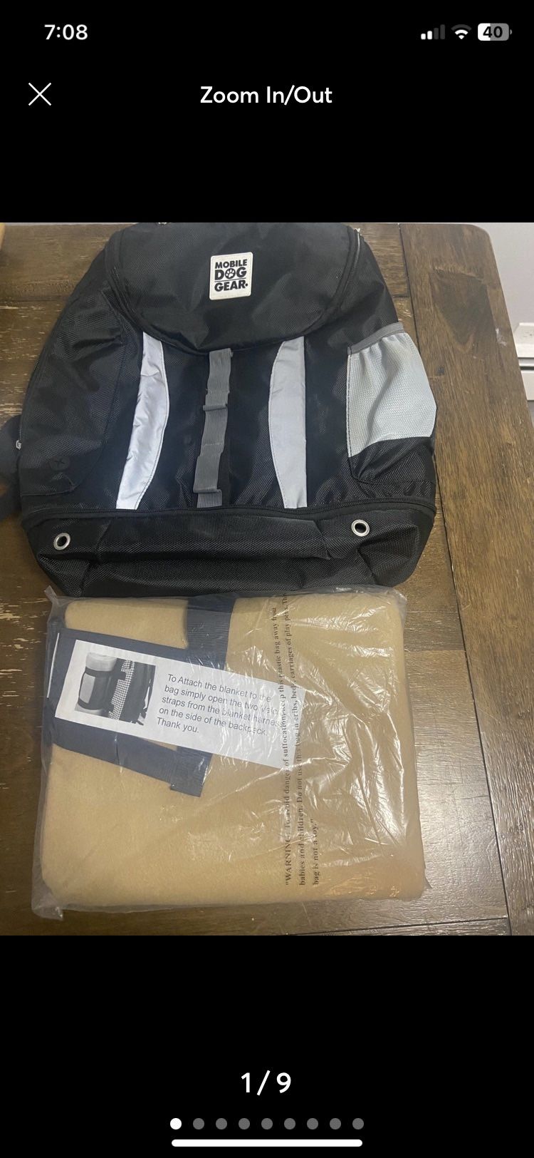Mobile Dog gear Backpack And Blanket