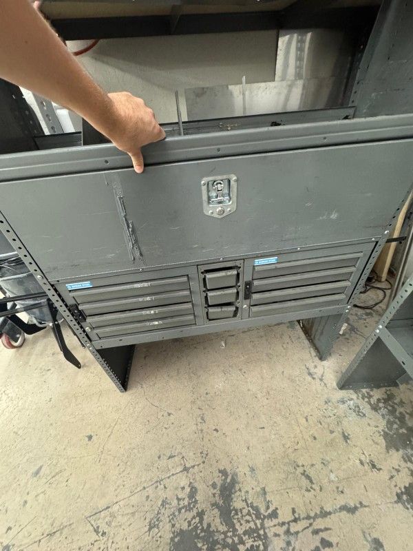 Adrian Steel Van Adjustable Shelving, Racks, And Work Bench
