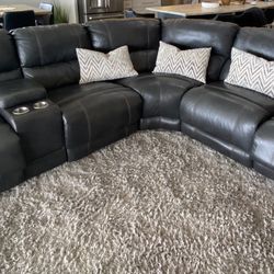 Leather Power Recliner Sectional Sofa
