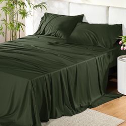 King Size Sheets Set, Cooling Sheets for Hot Sleepers, Rayon Derived from Bamboo, PureWoven, Breathable & Soft, Deep Pocket Up to 16 Inches, Hotel Lux