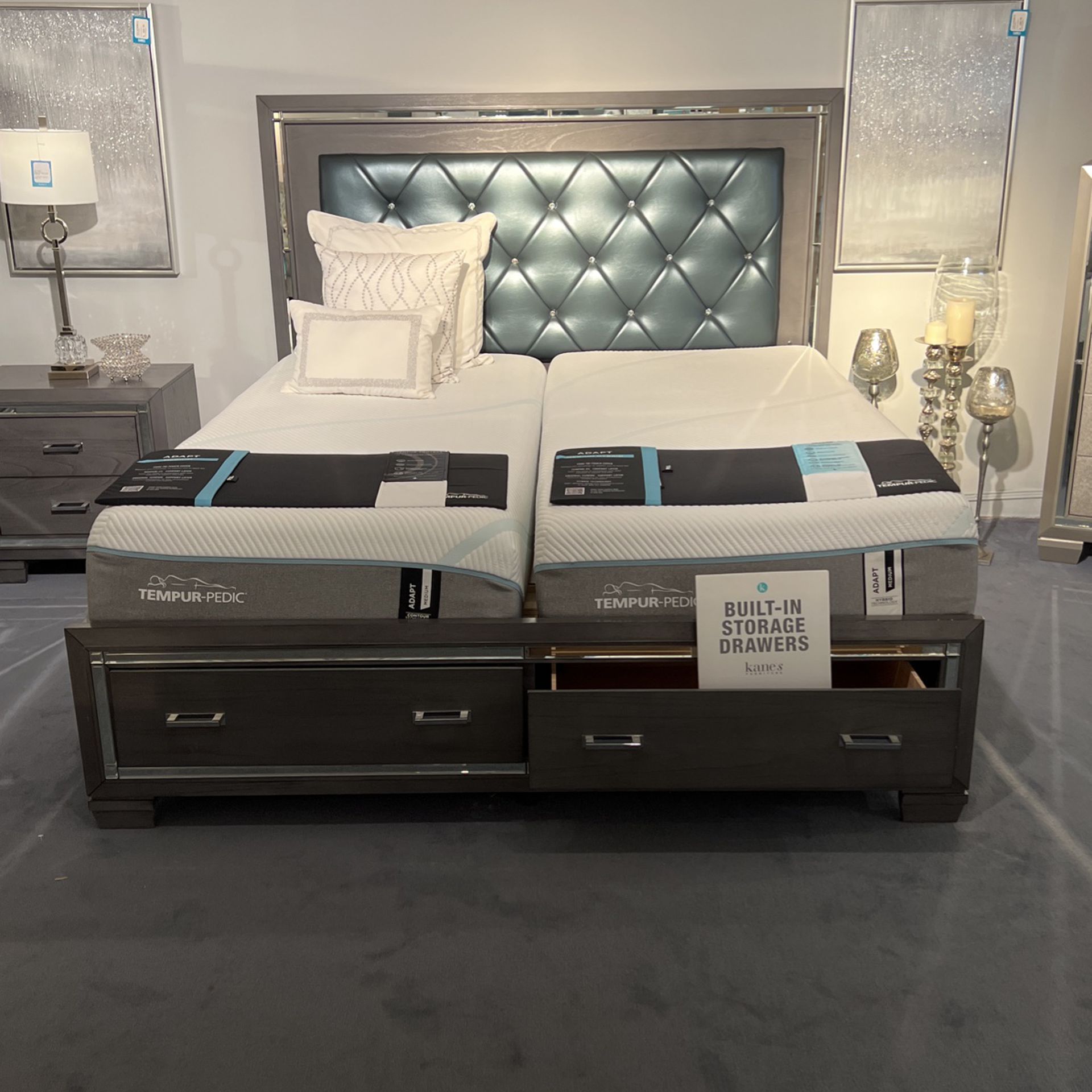 AS IS - King Bedroom set - Kanes furniture - Titanium Smoke
