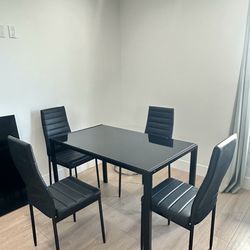 Black Table Set With Four Chairs