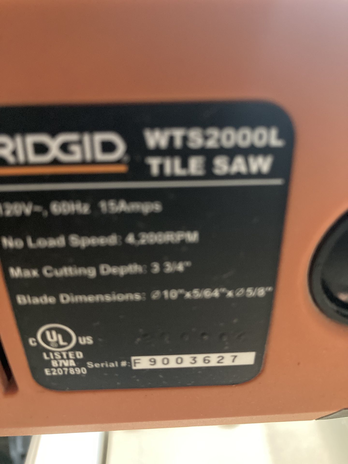 WTS 2000L Rigid Tile Wet Saw