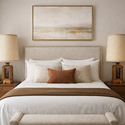 Pair of Vintage Tall Table Lamps - Warm, Sophisticated Bedroom Elegance