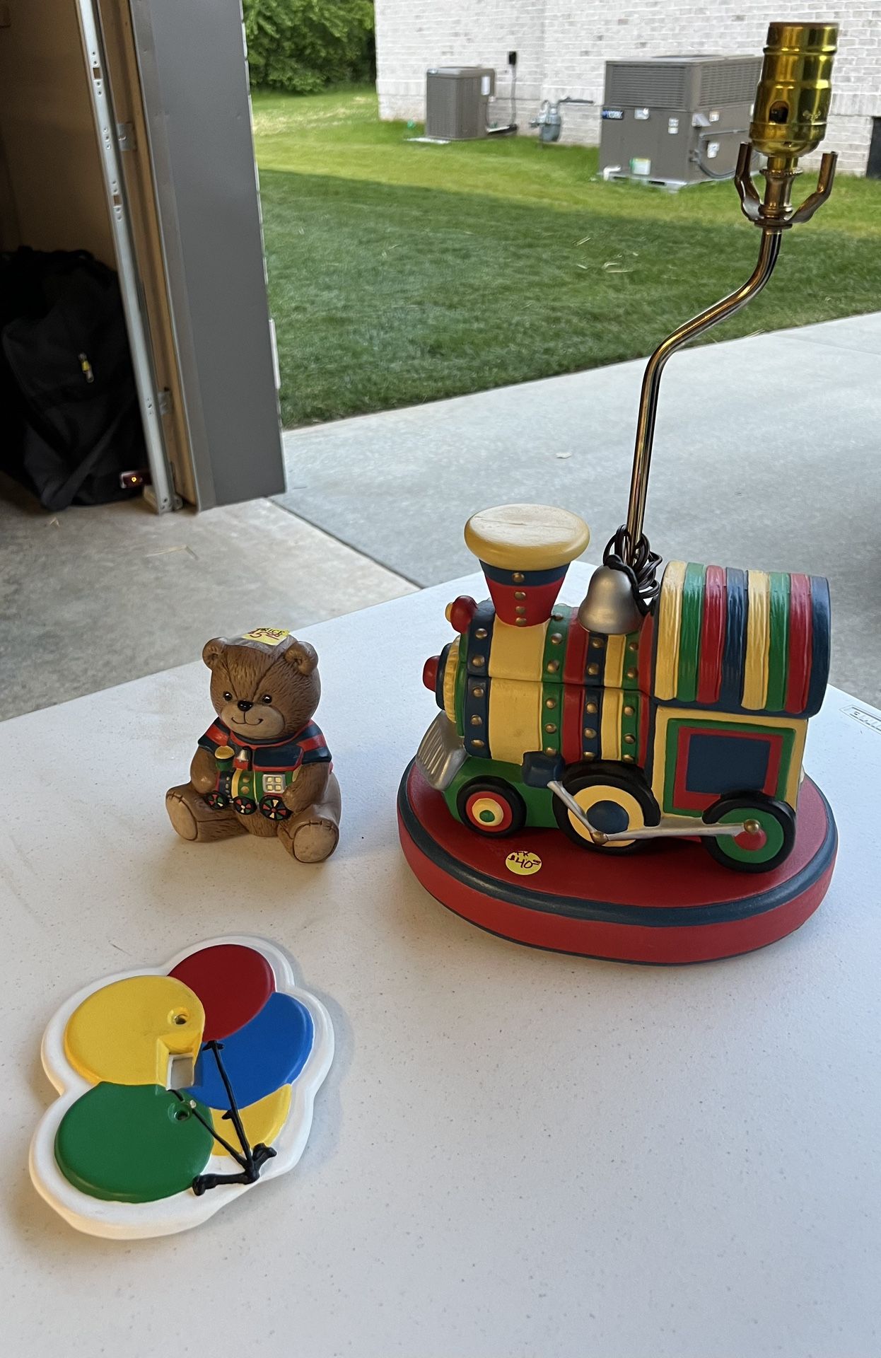 Ceramics: Train Lamp ($35) matching Bear ($5), & Balloon Light Switch Plate ($3) or all three for $43