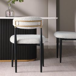 2 Pieces Boucle Armless Dining Chair, Upholstered Accent Chair