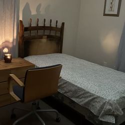 Twin Bed, Mattress, Boxspring, Dresser, And Chair