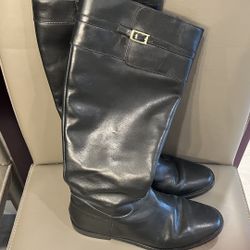 Black Leather Knee-High Boots
