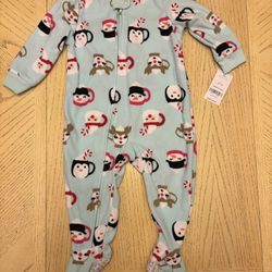 12 Month Holiday Fleece Footed Pajamas 