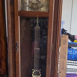 Antique Diamond Grandfather CLOCK WITH KEY 