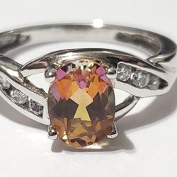 Sterling Silver Orange Topaz Ring 