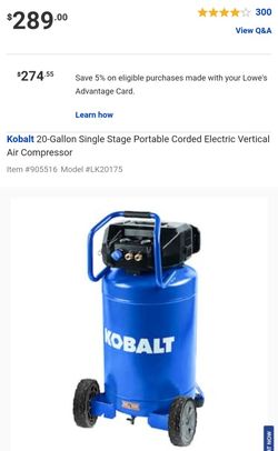 Lowes kobalt 20 gallon air compressor deals