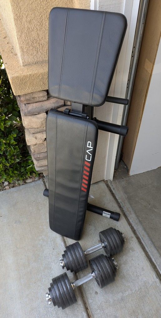 CAP Adjustable Workout Bench & 52.5lb. Dumbbell Pair