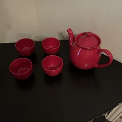 Ruby Red Ceramic  Tea Set