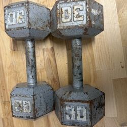 30 lb Cast Iron Dumbbells – Pair