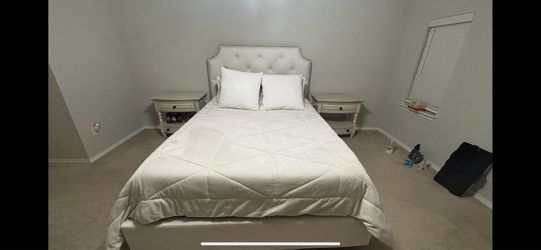 White Queen Size bed frame with drawers