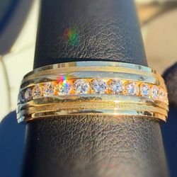 14k solid yellow gold 0.6CTW Natural Diamond Classic Wedding Band Ring sz10 7mm