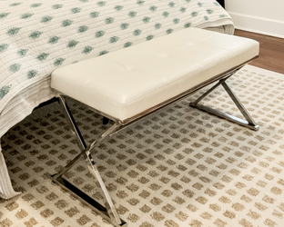 End of Bed Bench White Faux Leather