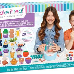 Make It Real: Mini Pottery Studio Deluxe Set - DIY All-In-1 Sculpting Craft Kit
