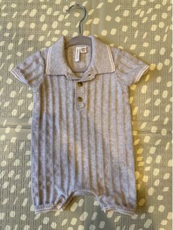 Janie And Jack Romper Grey 3-6 Months