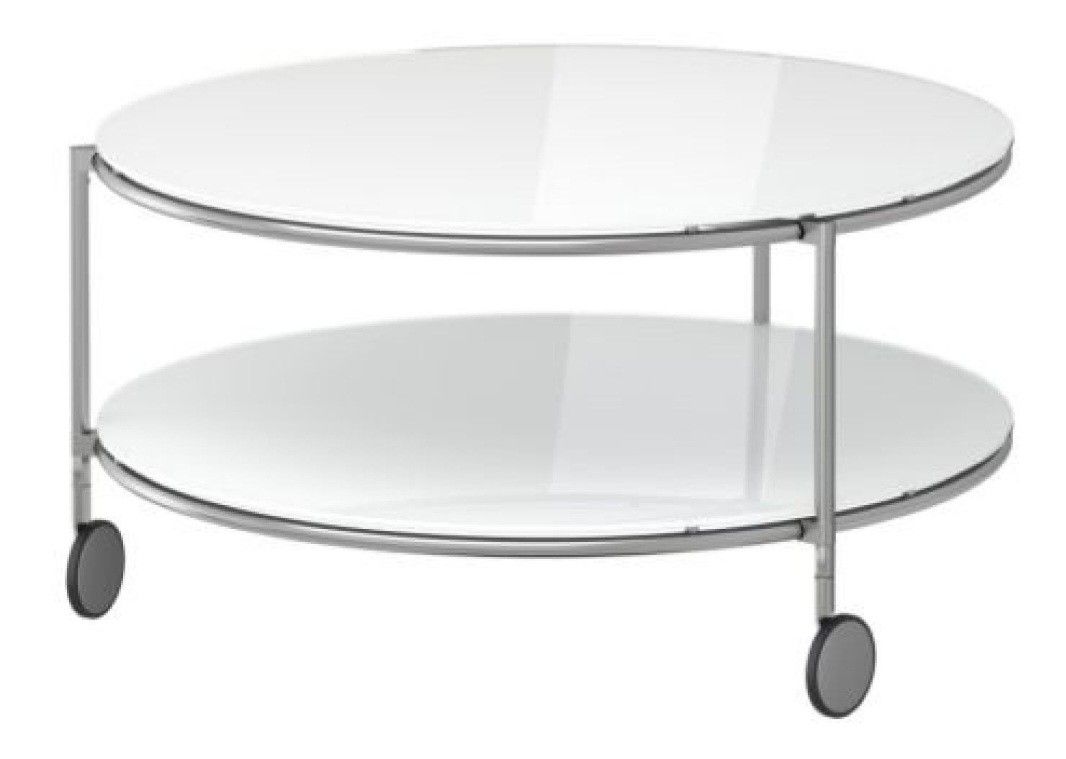 STRIND Rolling Coffee Table By Ehlen Johansson For IKEA 1980s in opaline glass, Research Price before making offers