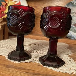 Avon Cape Cod Ruby Red Cordial Wine Glasses