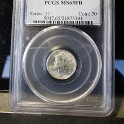 1943 D MS65FB MERCURY DIME PCGS 
