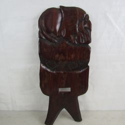 African Hand Carved Lion Tribal Folk Art Wood Sculpture Decor 21" Tall


