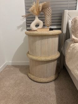 Round Fluted Side Table Nightstand