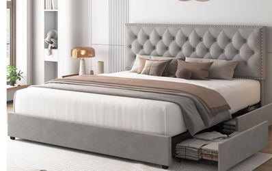 Queen Bed, Box Spring, & Mattress
