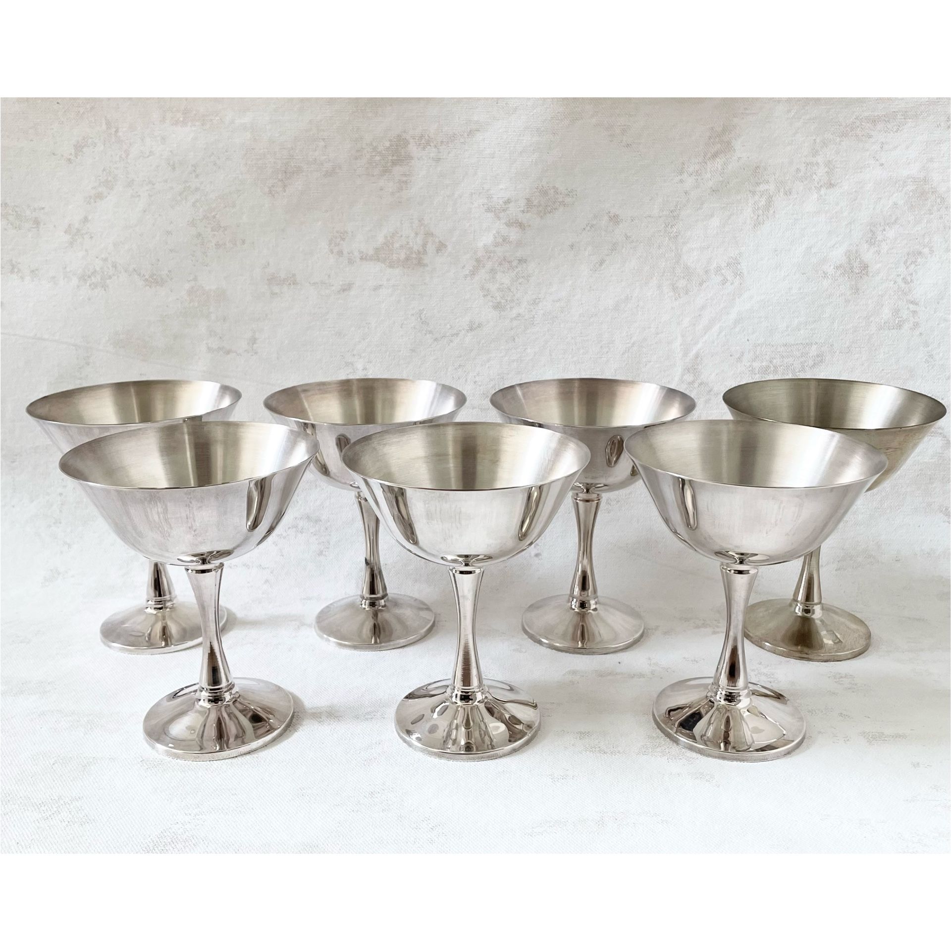Vintage Salem Silver Plate Cup chalice goblet Made In Portugal Set Of 7