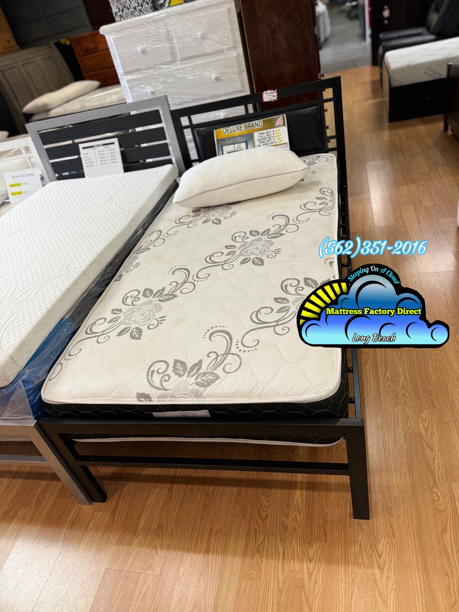 Twin Deluxe Bed Frame With Mattresses Colchones Nuevos