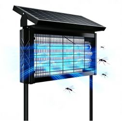 Solar Bug Zapper Outdoor, 4000V Cordless Mosquito Zapper with Solar Power Smart Light Sensor, Solar
