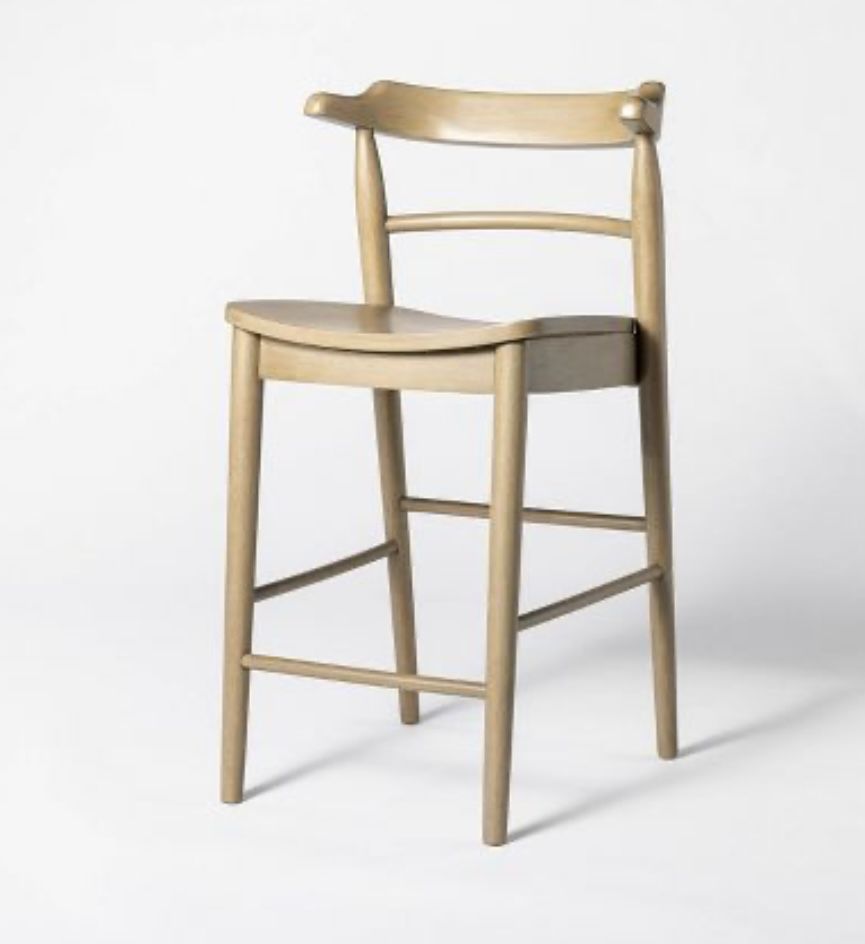 Kaysville Curved Back Wood Counter Height Barstool - Threshold™ designed with Studio McGee, NIB In Natural