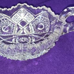Vintage Imperial Glass Nappy Candy/Nut Dish Clear Hobstar & Arch Pattern J1Q089