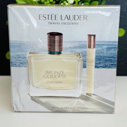 Estée Lauder Bronze Goddess Perfume Full Size + Travel Size Gift Set.