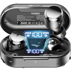 TOZO Tonal Dots (T12) Wireless Earbuds Bluetooth 5.3 Headphones Built-in ENC Noise Cancelling Mic, 55 Hrs Playtime App Customize EQ IPX8 Waterproof LE