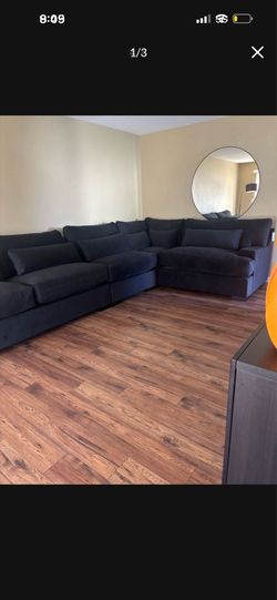 Black suede couches
