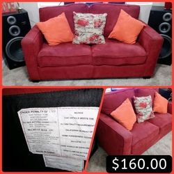 5- 1/2 ft long red Love Sofa $100.00